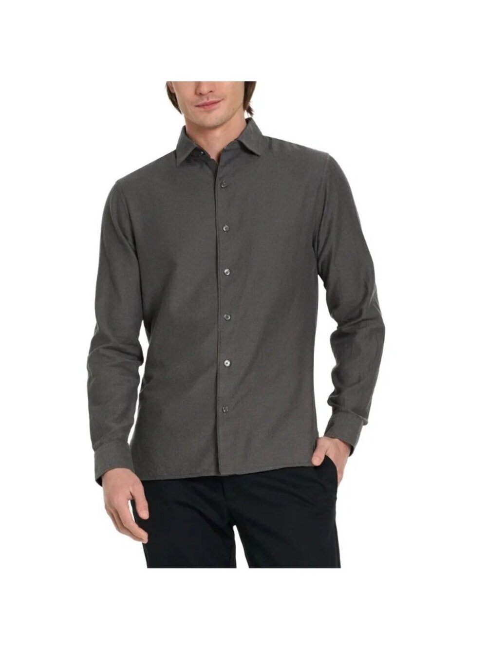 Ted Baker Men's XL Gray Pattern Long Sleeve Cotton Button-Up Shirt i1922